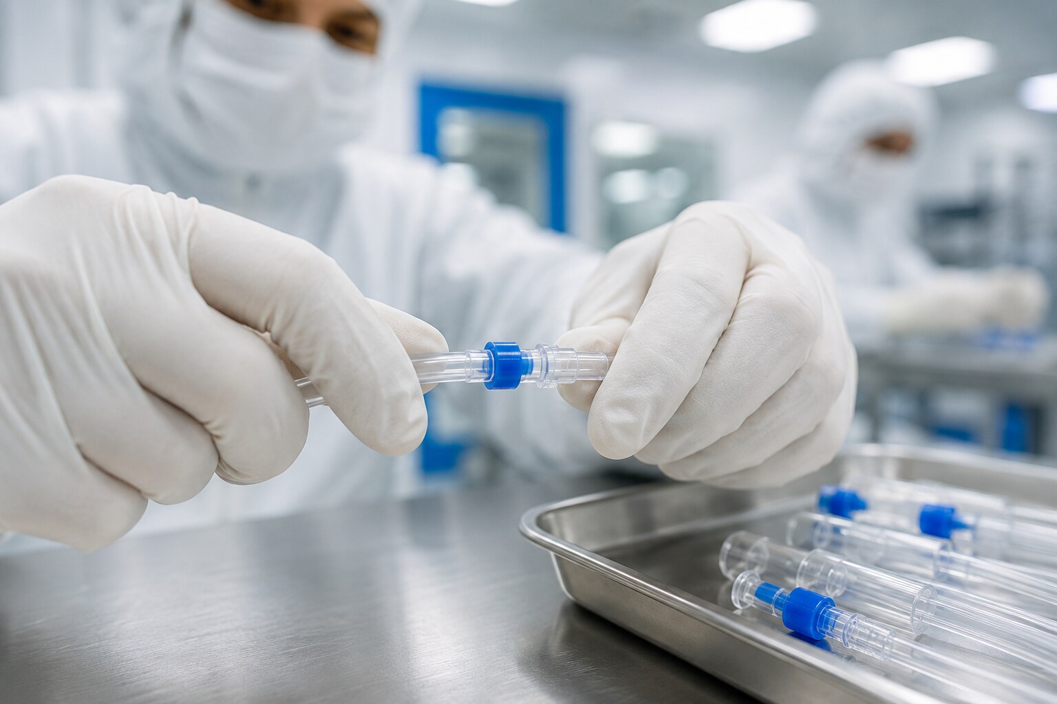 Medical-device tubing assembly under controlled conditions